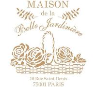 Todo-Stencil Composition 215 Pochoir décoratif vintage Maison Belle Jardin Mesures extérieures du pochoir 25 x 25 cm Mesures du motif 22 x 20 cm