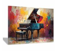 TODOAA Abstrait Affiche sur Toile Décoration Œuvres d’art musicales de graffiti Toile en musique - images décoration murale pour chambre à coucher, bureau(Jaune)-20x30cm Encadrée