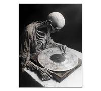 TODOAA Abstrait Tableau Peinture amusante de musique squelette noire et blanche Tableaux Toile - Decoration Murale Chambre Salle De Bain Cuisine Bureau Salle À Manger Bar-40x60cm Sans cadre