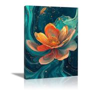 TODOAA Abstraite Fleurs Images Décoration Murale Toile Peinture Abstraite Belle Fleur Salon Art Poster -pour Chambre Maison Bureau Décoration(Orange)-40x60cm Encadrée