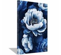 TODOAA Abstraite Fleurs Images Décoration Murale Toile Peinture Belle fresque florale Salon Art Poster -pour Chambre Maison Bureau Décoration(Bleu)-60x90cm Encadrée