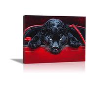 TODOAA Animaux de la forêt poster mural Affiche léopard vintage Toile Art peinture -moderne affiche Animal toile peinture imprime mur photos pour salon décor(Rouge)-40x60cm Encadrée