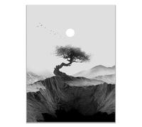 TODOAA Art mural amusant en forme de Tableau sur Toile Affiche de coucher de soleil de Tree Mountain Toile en noir et blanc - Décoration de salle de bain et chambre à coucher-20x30cm Sans cadre