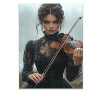 TODOAA Art mural amusant en forme de Tableau sur Toile belle fille musique guitare Toile en noir et blanc - Décoration de salle de bain et chambre à coucher-40x60cm Sans cadre