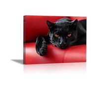TODOAA Bain Tableau décoratif animal Affiche abstraite du léopard Impression sur toile Décoration murale - d'œuvres d'art pour Le Bureau à Domicile Moderne(Rouge)-20x30cm Encadrée