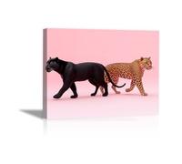 TODOAA Bain Tableau décoratif animal Léopard décontracté de mode Impression sur toile Décoration murale - d'œuvres d'art pour Le Bureau à Domicile Moderne(Rose)-60x90cm Encadrée