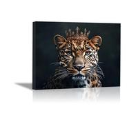 TODOAA Bain Tableau décoratif animal Léopard vintage de mode Impression sur toile Décoration murale - d'œuvres d'art pour Le Bureau à Domicile Moderne(Or)-20x30cm Encadrée