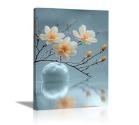 TODOAA Boho Mural Peinture Abstraite Affiche florale vintage Impressions pour Murs Toile -Oeuvre pour Chambre Salon Nature Affiches Deco(Blanc 54)-40x60cm Encadrée