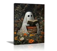 TODOAA Halloween impressions d'art mural vintage Fleurs Naturelles des Fantômes Maison,Salon, Bureau Mordern Décor, HD Affiche Mur Art Cadeau d'Halloween(Noir)-50x70cm Sans cadre