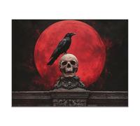 TODOAA Halloween impressions d'art mural vintage Horreur Crâne Corbeau Peinture Maison,Salon, Bureau Mordern Décor, HD Affiche Mur Art Cadeau d'Halloween(rouge)-80x120cm Sans cadre