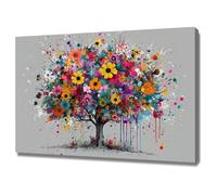 TODOAA Impression sur Toile Arbre de la vie Toile Tableau Affiche Graffiti Tree Of Life Image sur Toile Murale pour Chambre- Maison Bain affiche Impression(Jaune 3)-50x70cm Encadrée