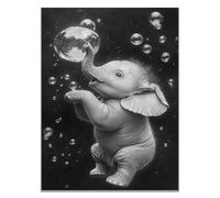 TODOAA Impression sur Toile intissee Abstrait Eléphant mignon et drôle noire et blanche Decoration murale - Tableaux Décoration Moderne, Salon Tableau Mural(blanc)-30x40cm Sans cadre