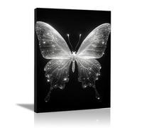 TODOAA Impression sur Toile intissee Abstrait Images d’œuvres d’art d’animaux modernes noire et blanche Decoration murale - Tableaux Décoration Moderne, Salon Tableau Mural(blanc)-30x40cm Encadrée