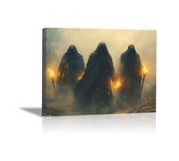 TODOAA Impression vintage d'Halloween tableau Trois images du diable Images esthétiques -Décoration murale pour la maison, la cave, le dortoir tableau(noir)-20x30cm Encadrée