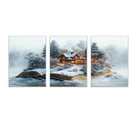 TODOAA Lot de 3 posters hiver neige Tableaux Muraux Belle scène de neige hivernale Moderne Impression sur Toile Image Tableau Murale -Chambre Deco Décoration Salon Art Wall-40x60cmx3 Sans cadre