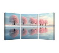 TODOAA Lot de 3 posters Impression Sur Toile Boho Tableaux Moderne Paysage d’arbres au bord du lac Décoration Murale Artistique Photographie Chambre Salon Cuisine Hiver Forêt-60x80cmx3 Encadrée