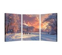 TODOAA Lot de 3 posters Moderne Impression sur Toile Hiver paysage Art Wall De beaux paysages urbains Murale Décoration -Salon Chambre Cuisine Horizontal Decoratifs(orange)-20x30cmx3 Encadrée