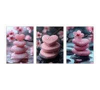 TODOAA Lot de 3 posters Plantes Peinture Murale Pierre de fleur mignonne Impressions Sur Toile Tableau Moderne Art Decoration pour Le Maison,Salon,Chambre(rose)-60x80cmx3 Sans cadre