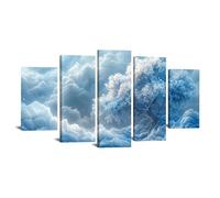 TODOAA Lot de 5 posters Tableau Murale Salon arbre de vie Affiche murale d’arbre abstrait Image sur Toile Murale pour Chambre- Maison Bain affiche Impression(blanc)-100x200cm Encadrée