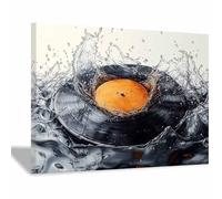 TODOAA Moderne Abstrait Impression sur Toile Tableau Musique abstraite dans l’eau Adolescent Salon décoration pour chambre à coucher bureau, images minimalistes(Orange)-40x60cm Encadrée