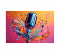 TODOAA Moderne Abstrait Impression sur Toile Tableau Musique simple et colorée Adolescent Salon décoration pour chambre à coucher bureau, images minimalistes(Rose)-30x40cm Sans cadre