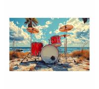 TODOAA Moderne Abstrait Impression sur Toile Tableau Œuvres musicales rétro de plage Adolescent Salon décoration pour chambre à coucher bureau, images minimalistes(Rouge)-60x90cm Sans cadre