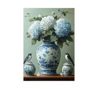 TODOAA Moderne Boho Plante Affiche Decoration Murale Animaux floraux rétro Salon Tableau Toile -pour Chambre Maison Bureau Décoration(Bleu 16)-50x70cm Sans cadre