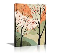 TODOAA Moderne Boho Plante Affiche Decoration Murale Arbre de montagne vintage Salon Tableau Toile -pour Chambre Maison Bureau Décoration(Orange)-50x70cm Sans cadre