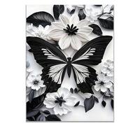 TODOAA Moderne Boho Plante Affiche Decoration Murale Belle fresque de fleurs Tableau Esthétique Images Murales pour la Maison, Bureau, Salon, Chambre(Noir)-30x40cm Sans cadre