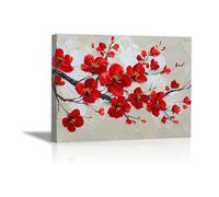 TODOAA Moderne Boho Plante Affiche Decoration Murale Graffiti Beautiful Flowers Salon Tableau Toile -pour Chambre Maison Bureau Décoration(Rouge)-60x90cm Encadrée