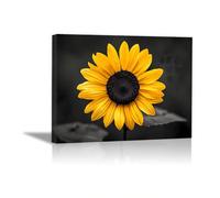 TODOAA Moderne Plantes Fleur Tableau Toile Belle peinture de fleurs Tableau Esthétique Images Murales pour la Maison, Bureau, Salon, Chambre Affiches(Jaune)-50x70cm Encadrée
