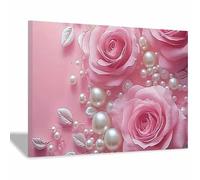 TODOAA Nature Plantes Fleur Tableau Toile Belle fresque florale Peinture Murale Moderne Poster Decoration- pour Le Maison,Salon,Chambre,Cuisine(Rose)-40x60cm Encadrée