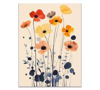 TODOAA Nature Plantes Fleur Tableau Toile Fleurs naturelles abstraites Peinture Murale Moderne Poster Decoration- pour Le Maison,Salon,Chambre,Cuisine(Orange)-20x30cm Encadrée