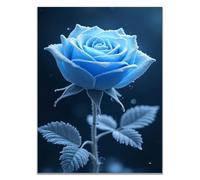 TODOAA Nature Plantes Fleur Tableau Toile Fresque bleue de belle fleur Peinture Murale Moderne Poster Decoration- pour Le Maison,Salon,Chambre,Cuisine(Bleu)-20x30cm Encadrée
