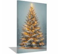 TODOAA Noël Art Affiches Tableau Beau sapin de Noël décoratif hiver paysage imprimé,chambre décoration murale, affiche salon Décor Cadeau(Vert 2)-60x90cm Encadrée