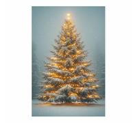 TODOAA Noël Art Affiches Tableau Beau sapin de Noël décoratif hiver paysage imprimé,chambre décoration murale, affiche salon Décor Cadeau(Vert 2)-50x70cm Sans cadre