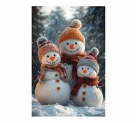 TODOAA Noël Peinture Affiche impression toile Mignon Famille Bonhomme de Neige Affiches Imprime, Moderne Toile Photos,Salon Décoration Décor à la Maison(Blanc 4)-50x70cm Sans cadre