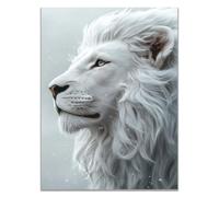 TODOAA noire et blanche Abstrait Affiche sur Toile Affiche mignonne du lion blanc images murale pour chambre à coucher, bureau Salle À Manger BarImpression tableau-80x120cm Sans cadre