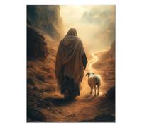 TODOAA noire et blanche Abstrait Affiche sur Toile Jésus et les animaux mignons images murale pour chambre à coucher, bureau Salle À Manger BarImpression tableau-80x120cm Sans cadre