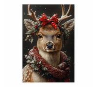 TODOAA Parties Impression sur Toile de Noël Noël Mignon Elk Paysage d'hiver Décoration Murale pour Chambre à l'huile Maison Bain Salon Chambre(Rouge 4)-20x30cm Sans cadre