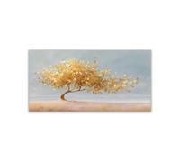 TODOAA salon abstraite arbre de vie art toile tableaux Arbre à feuilles d’or moderne Image sur Toile Murale pour Chambre- Maison Bain affiche Impression(Or)-60x120cm Sans cadre