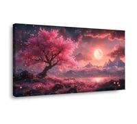 TODOAA salon abstraite arbre de vie toile tableaux Images d’arbres de montagne naturels Impression sur toile Art mural - Poster en Toile Tableau Peinture sur Murale(pourpre)-20x40cm Encadrée