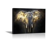 TODOAA Tableau décoratif animal Éléphant noir et or Impression sur toile Décoration murale - d'œuvres d'art pour Le Bureau à Domicile Décoration Moderne(Or)-60x90cm Encadrée