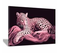 TODOAA Tableau décoratif animal Magnifique Léopard Floral Impression sur toile Décoration murale - d'œuvres d'art pour Le Bureau à Domicile Décoration Moderne(Rose)-60x90cm Encadrée