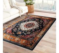 TODOAA Tapis Pile Courte Chambre Adulte Motif Floral français Salon Modern Vintage Moquette pour la Cuisine et la Salle à Manger pour l'intérieur et l'extérieur(Orange 10)-240x300cm