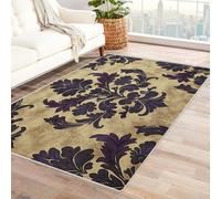 TODOAA Tapis Pile Courte Chambre Adulte Tapis français Abstrait Salon Modern Vintage Moquette pour la Cuisine et la Salle à Manger pour l'intérieur et l'extérieur(Violet 2)-90x150cm