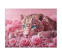 TODOAA Toile Tableau Peinture DrôLe Animaux Affiches Adorable Léopard Floral Moderne Murale Art Tableaux- pour Salon Decoration mural bain à coucher(Rose)-30x40cm Sans cadre