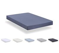 Todocama - Drap Housse réglable en Microfibre brossé Extra Doux. Lit 90 x 190/200 cm, Bleu-Gris