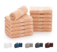 Todocama - Lot de 12 Serviettes de Toilette (30 x 30 cm) 100% Coton Doux et Absorbant, 550 g/m² Premium, (Beige)