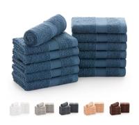 Todocama - Lot de 12 Serviettes de Toilette (30 x 30 cm) 100% Coton Doux et Absorbant, 550 g/m² Premium, (Bleu Marine)